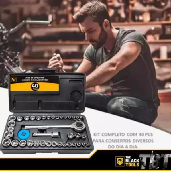 Kit De Ferramentas 40 Peças Chave Catraca Reversível Com Maleta Jogo De Ferramentas Completo - Image 3