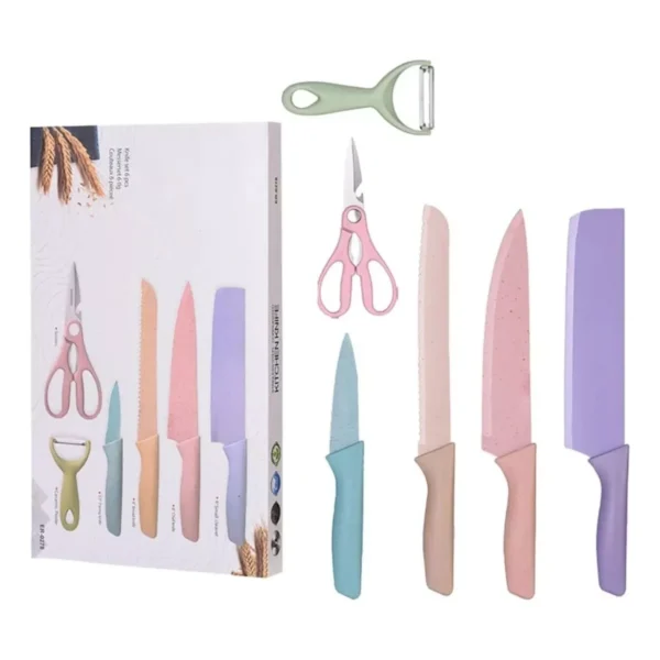 Kit De Facas Inox Profissional Colorido 6 Peças - Image 3