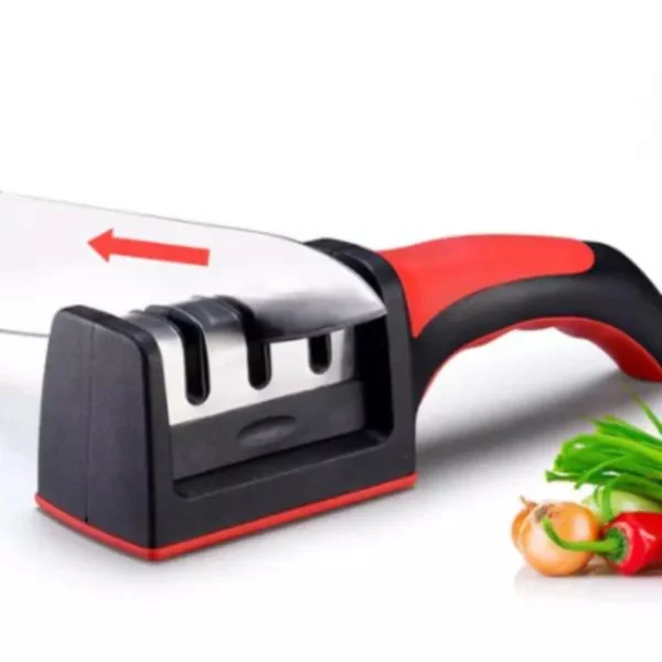 Afiador Amolador De Facas Em Aço Inox Com 3 Borda Profissional Base Emborrachado - Image 3