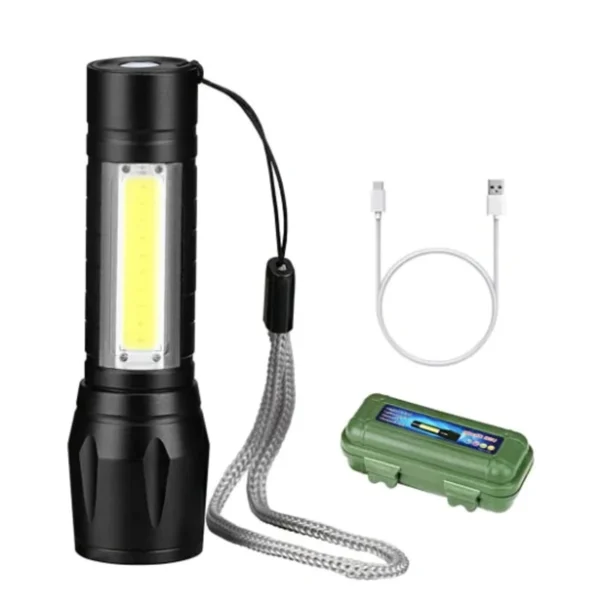 Mini Lanterna Com Led e Zoom Recarregável USB Tática Profissional - Image 2