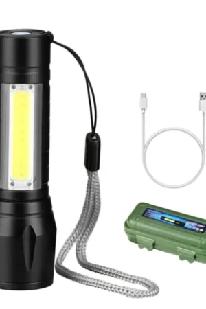 Mini Lanterna Com Led e Zoom Recarregável USB Tática Profissional