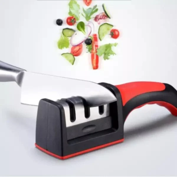Afiador Amolador De Facas Em Aço Inox Com 3 Borda Profissional Base Emborrachado - Image 8