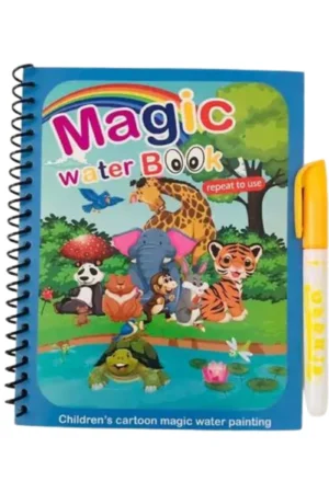 Livro De Água Colorir Infantil Desenhos Mágicos Pintar Com Água + Caneta Mágica