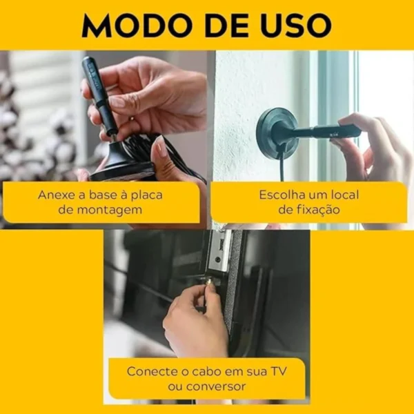 Antena Digital com Cabo De 4MT e Base Magnética com Imã - Image 5