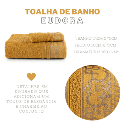 Jogo de Toalha Simples 2 Pçs Banho e Rosto Eudora - Imagem 6