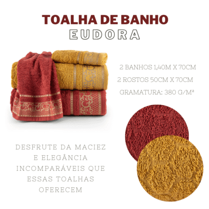 Jogo de Toalha Simples 4 Pçs Banho e Rosto Eudora - Imagem 5