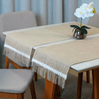 Caminho Trilho de Mesa Decorê 130x46cm com Franja