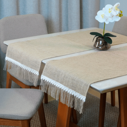 Caminho Trilho de Mesa Decorê 130x46cm com Franja