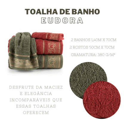Jogo de Toalha Simples 4 Pçs Banho e Rosto Eudora - Imagem 4