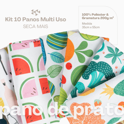 Kit 10 Panos de Prato para Cozinha Seca Mais 35x55 Estampado - Imagem 2